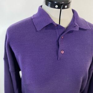Vintage Pendleton Sweater Henley Collar Purple Wool M / L Grampa Sweater Preppy